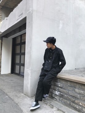 「ボーイッシュ」｜「アイテム（つなぎ/オールインワン）」を使った、川越由衣さん（レディース・154cm）の冬コーディネート