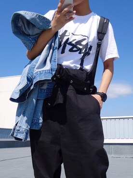 「ボーイッシュ」｜「アイテム（つなぎ/オールインワン）」を使った、川越由衣さん（レディース・154cm）の春コーディネート