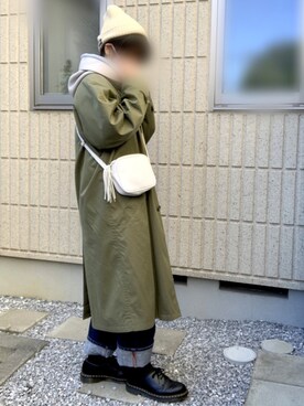 「Dr. Martens（ドクターマーチン）のDr.Martens / ドクターマーチン 1461 3EYE GIBSON SHOE 3ホール ギブソン シューズ ブーツ（ブーツ）」を使った、makoさん（レディース・163cm）の冬コーディネート