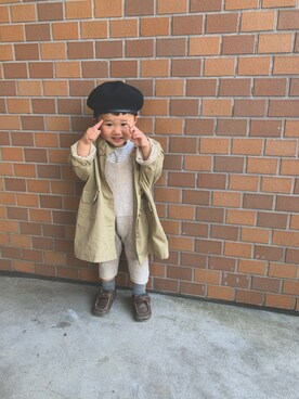 「ZARA KIDS」｜「アイテム（ハンチング/ベレー帽）」を使った、buchiさん（キッズ・90cm）の春コーディネート