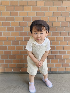 「COMME CA ISM（コムサイズム）のアイテム（オールインワン・サロペット）」を使った、buchiさん（キッズ・90cm）の春コーディネート
