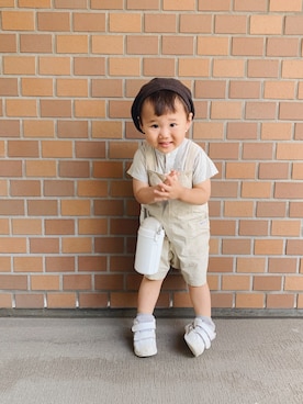 「COMME CA ISM（コムサイズム）のアイテム（オールインワン・サロペット）」を使った、buchiさん（キッズ・90cm）の夏コーディネート