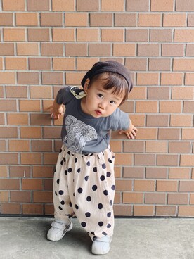 「ASICS（アシックス）のasics アシックス ファブレファーストSL3 (12-135) TUF123 0195 ホワイト/CPGL（スニーカー）」を使った、buchiさん（キッズ・90cm）の夏コーディネート