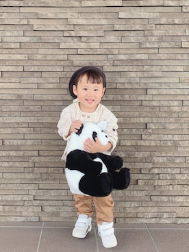 「ASICS（アシックス）のasics アシックス ファブレファーストSL3 (12-135) TUF123 0195 ホワイト/CPGL（スニーカー）」を使った、buchiさん（キッズ・90cm）の夏コーディネート