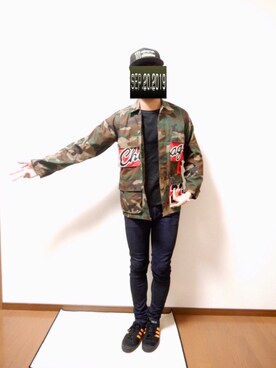 「Jordan」｜「アイテム（ミリタリージャケット）」を使った、こじゃれ山さん（メンズ・183cm）の秋コーディネート