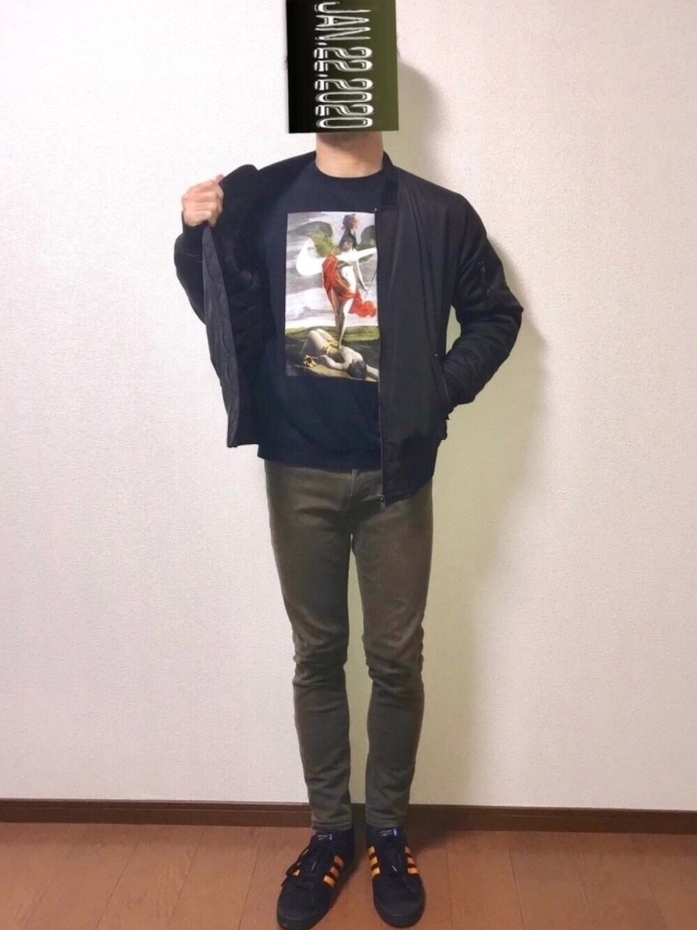 「冬アウター着回しチャレンジ、NIKE、adidas originals、adidas、PORTER、H&M、おしゃれさんと繋がりたい、冬コーデ、スウェット」｜「NIKEのアイテム（スウェット、ブラック系）」を使った、こじゃれ山さん（メンズ・183cm）の冬コーディネートの1枚目の写真
