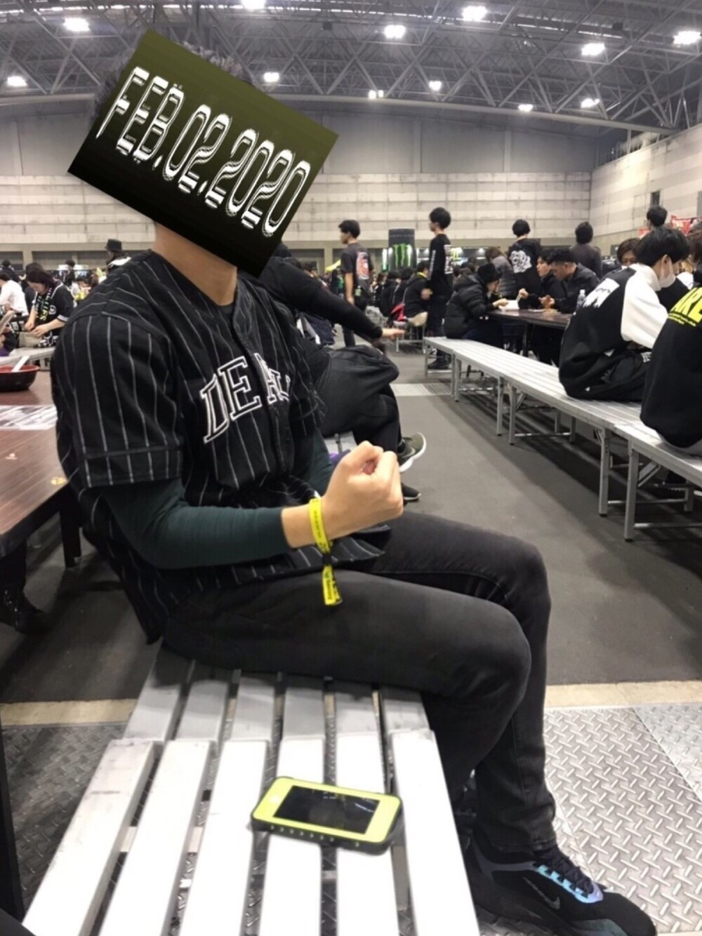 「BLARE FEST. 2020、coldrain、mishka、ベースボールシャツ、フェススタイル、フェス、フェスコーデ、NIKE AIR MAX、NIKE」｜「MISHKAのアイテム（シャツ/ブラウス、ブラック系）」を使った、こじゃれ山さん（メンズ・183cm）の冬コーディネートの1枚目の写真
