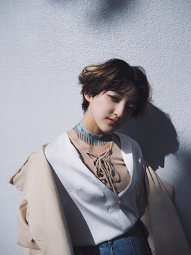 「HELK（ヘルク）のアイテム（ジャケット/アウター）」を使った、☁️ショコ☁️さん（レディース・155cm）の春コーディネート