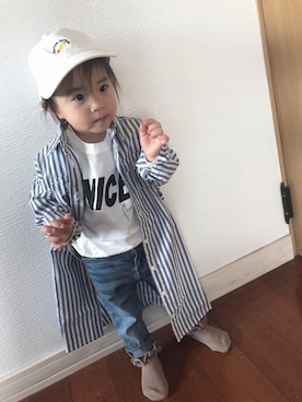 「平成最後のWEARISTAセンバツ」｜「アイテム（シャツワンピース）」を使った、いろはにほへとさん（キッズ・80cm）の春コーディネート