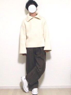 「アイラブCONVERSE」｜「アイテム（スウェット）」を使った、ゆー。さん（メンズ・166cm）の冬コーディネート
