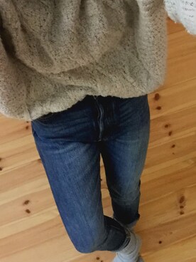 「ドラフトリーバイス」｜「アイテム（ニット/セーター）」を使った、もっささん（レディース・154cm）の冬コーディネート