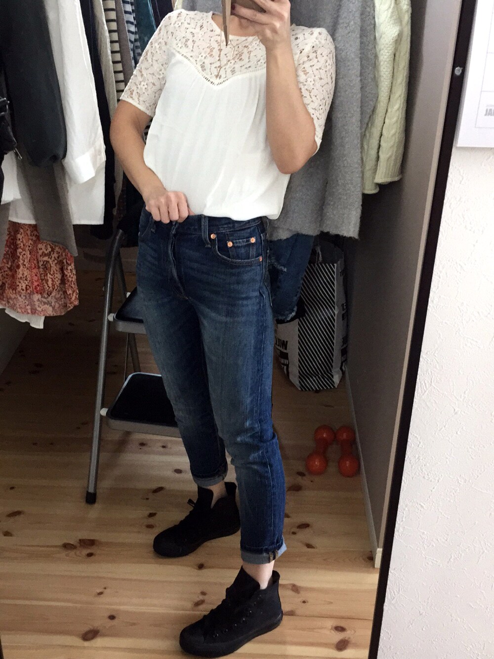 「ドラフトリーバイス、大人カジュアル、ザラジョ、ザラ、休日スタイル、ootd、ママコーデ」｜「501(R) Skinnyの501(R) SKINNY SUPERCHARGER（デニムパンツ、ブルー系）」を使った、もっささん（レディース・154cm）の冬コーディネートの1枚目の写真