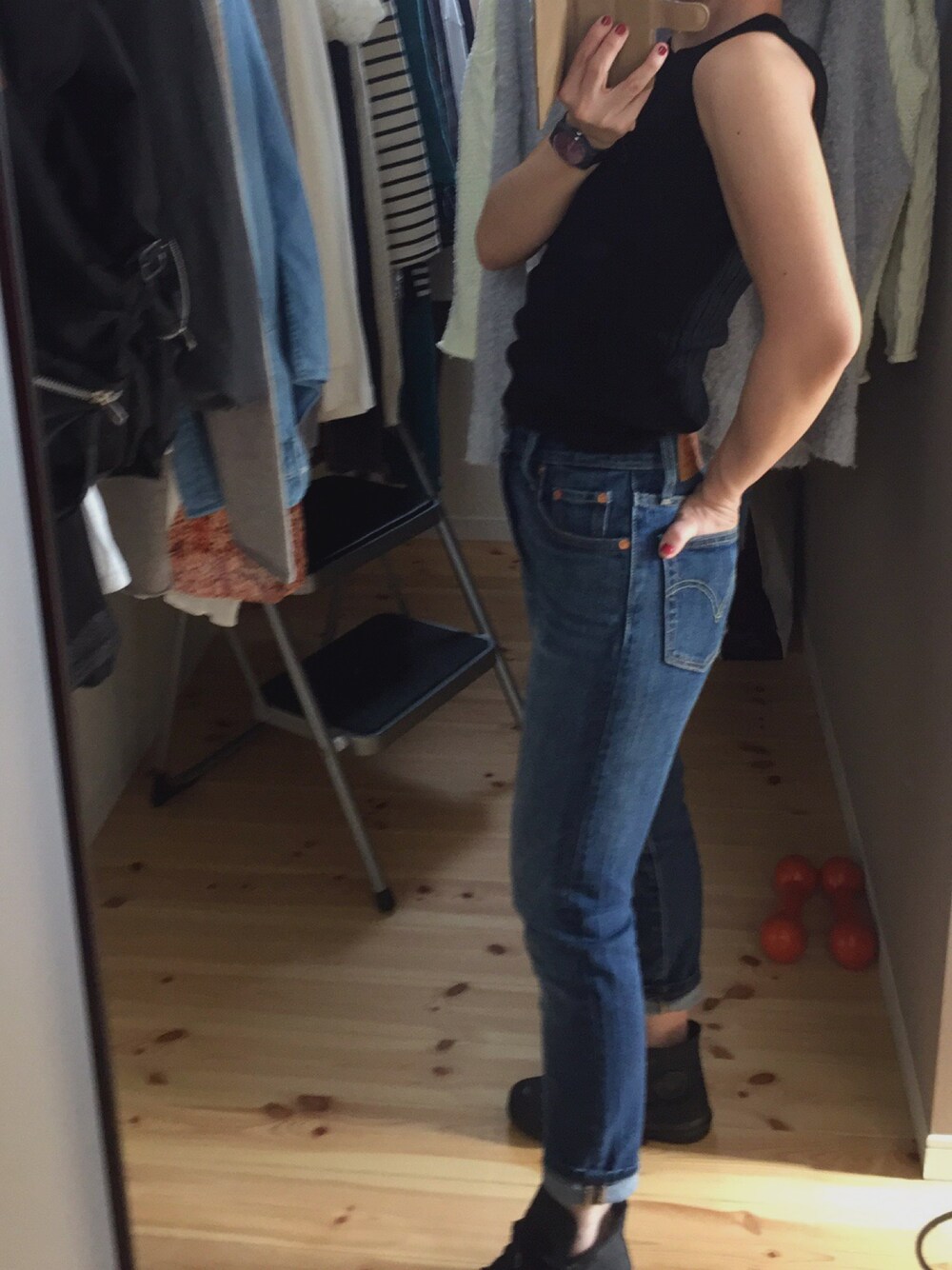 「ドラフトリーバイス、大人カジュアル、ootd、たべすぎる、リーバイス」｜「501(R) Skinnyの501(R) SKINNY SUPERCHARGER（デニムパンツ、ブルー系）」を使った、もっささん（レディース・154cm）の冬コーディネートの1枚目の写真