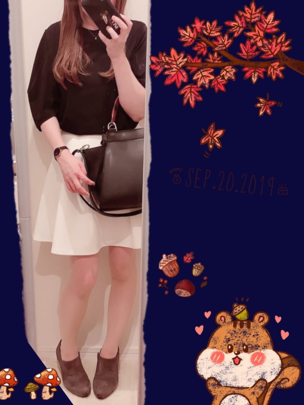 「女子会、秋コーデ」｜「Daniel WellingtonのDANIEL WELLINGTON / CLASSIC BLACK  コーンウォール/ローズゴールド 36mm▲（アナログ腕時計、ブラック系）」を使った、miiiiiiiiiiiiさん（レディース・159cm）の秋コーディネートの1枚目の写真