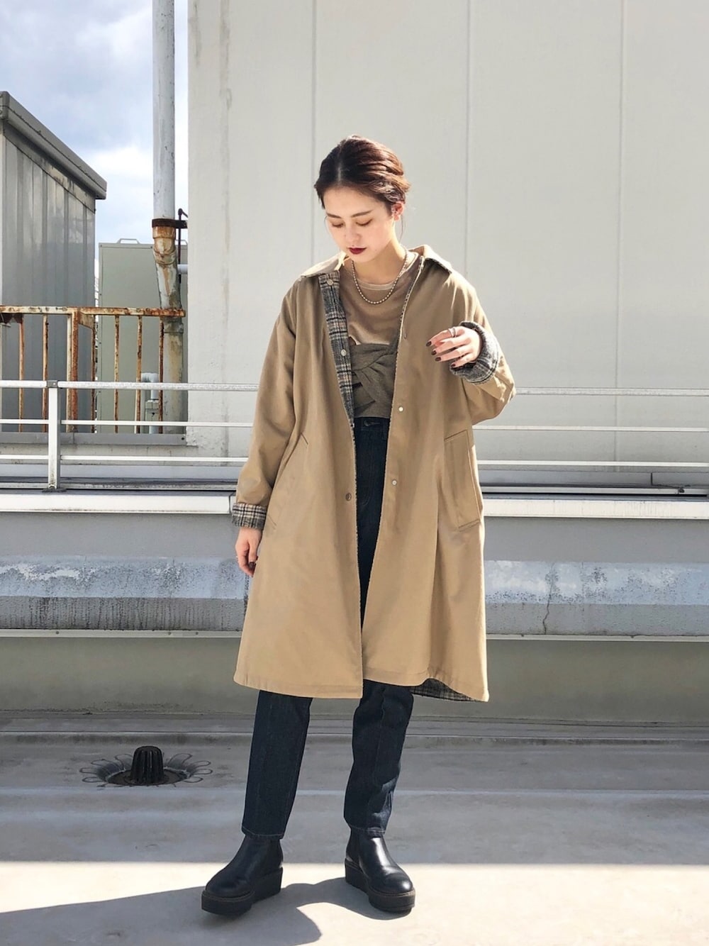 CIAOPANIC（チャオパニック）の「チェック柄リバーシブルステンカラー