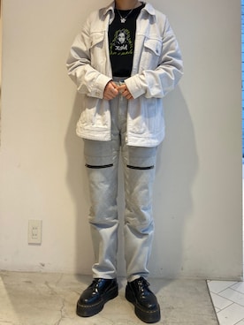 「くすみカラー」｜「アイテム（デニムジャケット）」を使った、maiさん（レディース・163cm）の冬コーディネート