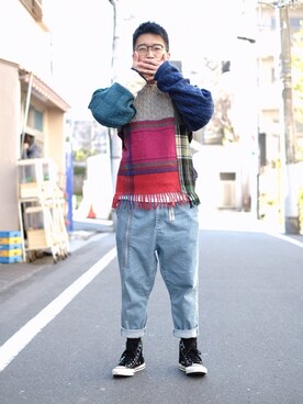「CABANE de ZUCCa（カバンドズッカ）のアイテム（パンツ）」を使った、ゆーさん（メンズ・169cm）の冬コーディネート