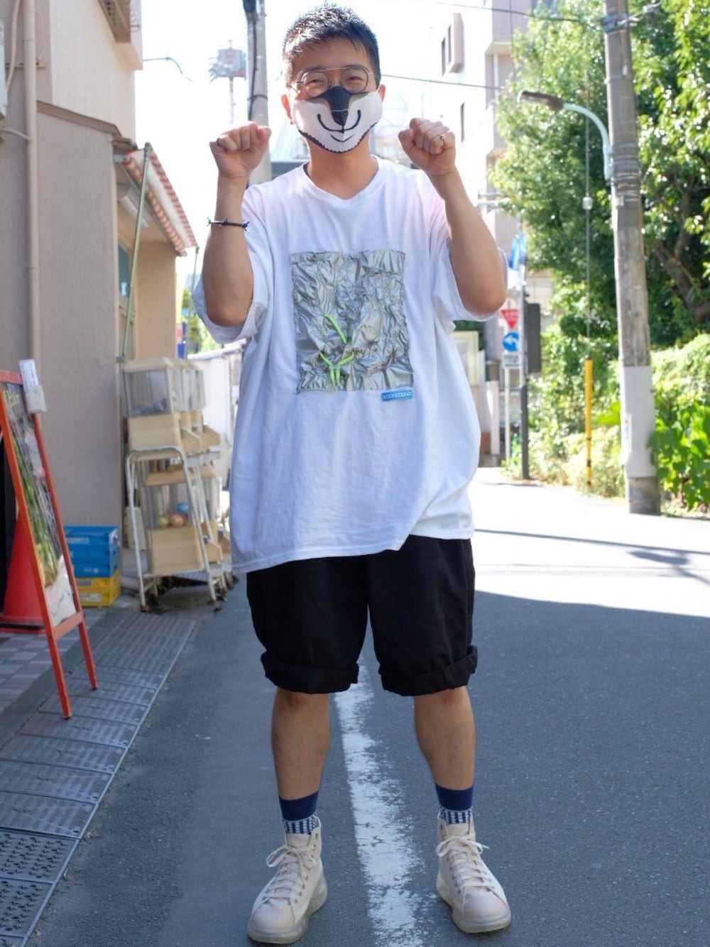 maonosuke 〇水色×グレー〇ショートパンツ maonosuke 〇ホワイト×水色