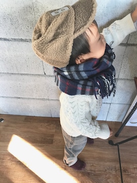 「もこもこキャップ」｜chiiさん（キッズ・80cm）の冬コーディネート