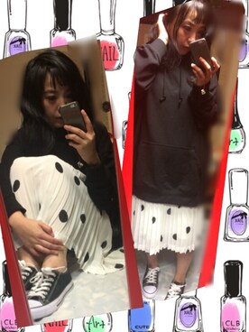 「UNIQLO（ユニクロ）のビッグスウェットプルパーカ（長袖）（パーカー、ホワイト系）」を使った、なーしゃさん（レディース）の秋コーディネート