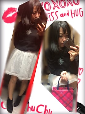 「母のお下がりのアイテム（ニット/セーター、ブラック系）」を使った、なーしゃさん（レディース）の秋コーディネート