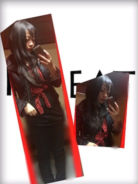 「clear（クリア）のアイテム（ライダースジャケット、ブラック系）」を使った、なーしゃさん（レディース）の冬コーディネート