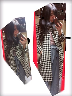 「brand ?（ブランド ?）のアイテム（ダウンジャケット/コート、ブラック系）」を使った、なーしゃさん（レディース）の冬コーディネート