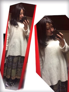 「GRL（グレイル）のアイテム（ワンピース、ベージュ系）」を使った、なーしゃさん（レディース）の冬コーディネート