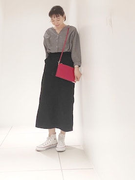 「グレンチェック」｜「アイテム（アナログ腕時計）」を使った、やまさん（レディース・163cm）の夏コーディネート