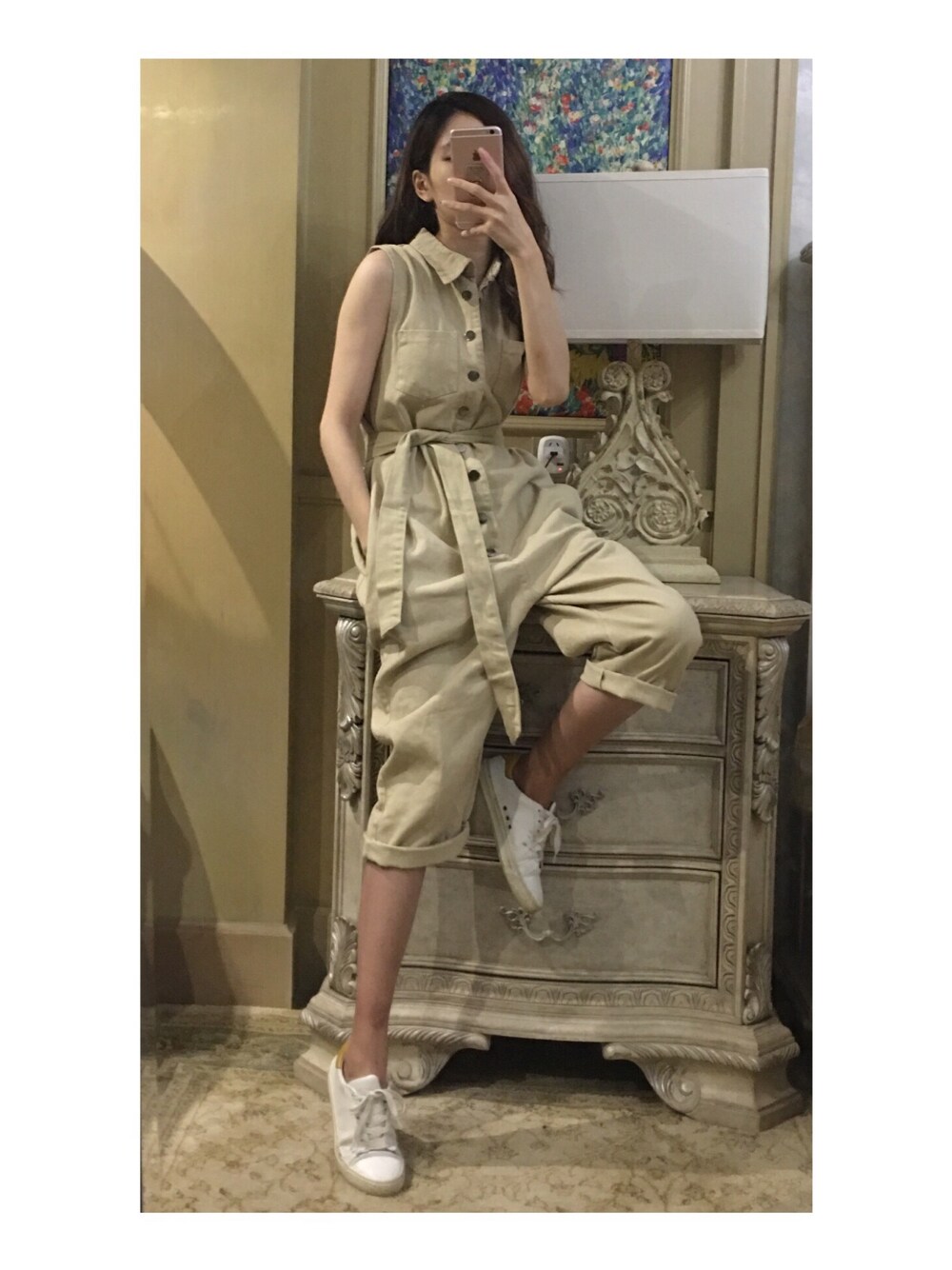 「ANYA HINDMARCHのアイテム（スニーカー、ホワイト系）」を使った、Buttercannotflyさん（レディース・163cm）の夏コーディネートの1枚目の写真