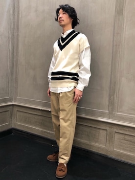 「SCYE BASICS（サイベーシックス）のアイテム（チノパンツ）」を使った、Daichi Futaさん（メンズ・168cm）の冬コーディネート