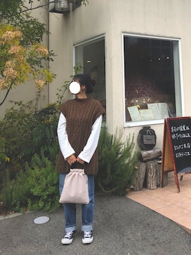 「MODE ROBE（モードローブ）のアイテム（バッグ）」を使った、ともひさん（レディース・160cm）の秋コーディネート