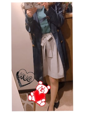 「緑」｜「アイテム（トレンチコート）」を使った、ずo(･x･)/さん（レディース・161cm）の秋コーディネート