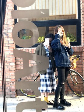 「ONLY（オンリー）のアイテム（シャツワンピース）」を使った、朱没柠さん（レディース・155cm）の春コーディネート