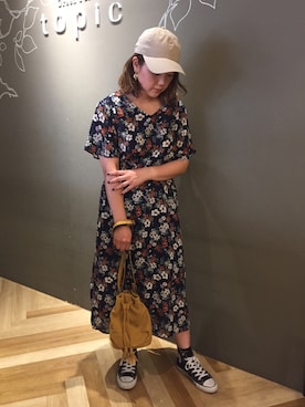 「newhattan（ニューハッタン）のアイテム（キャップ）」を使った、Kana Toyodaさん（レディース・165cm）の夏コーディネート