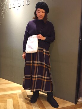 Kana Toyodaさんの「・ビッグチェックロングスカート」を使ったコーディネート