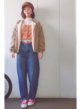 「リバーシブル」｜「アイテム（その他トップス）」を使った、yuiteetoyolさん（レディース・160cm）の冬コーディネート