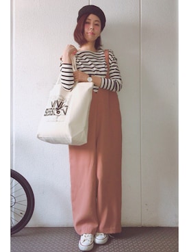 「オールスター」｜「アイテム（サロペット/オーバーオール）」を使った、yuiteetoyolさん（レディース・160cm）の春コーディネート