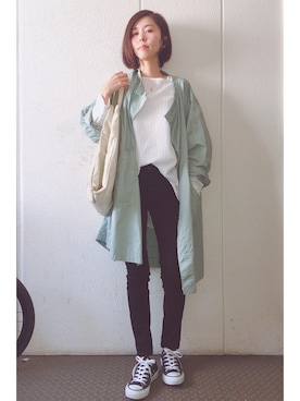 「オールスター」｜「アイテム（その他アウター）」を使った、yuiteetoyolさん（レディース・160cm）の春コーディネート