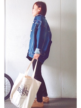 「UNIQLO（ユニクロ）のWOMEN ウルトラストレッチジーンズ（デニムパンツ）」を使った、yuiteetoyolさん（レディース・160cm）の秋コーディネート