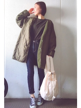 「キルティングコート」｜yuiteetoyolさん（レディース・160cm）の秋コーディネート