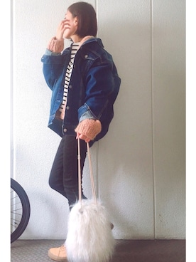 「UNIQLO（ユニクロ）のWOMEN ウルトラストレッチジーンズ（デニムパンツ）」を使った、yuiteetoyolさん（レディース・160cm）の冬コーディネート