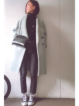 「オールスター」｜「アイテム（ムートンコート）」を使った、yuiteetoyolさん（レディース・160cm）の冬コーディネート