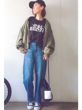 「平成最後のWEARISTAセンバツ」｜「アイテム（ブルゾン）」を使った、yuiteetoyolさん（レディース・160cm）の春コーディネート