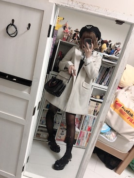 「EATME」｜「アイテム（ハンチング/ベレー帽）」を使った、むぎさん（レディース・155cm）の冬コーディネート