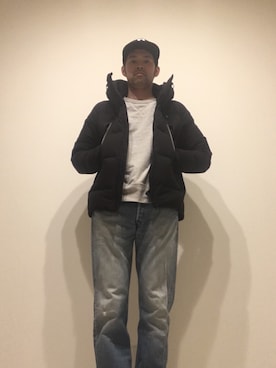 「ドラフトリーバイス」｜「アイテム（ダウンジャケット/コート）」を使った、にじおさん（メンズ・180cm）の冬コーディネート