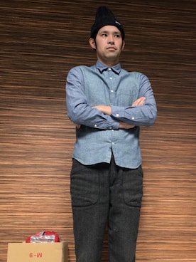 「アイテム（その他、ブルー系）」を使った、にじおさん（メンズ・180cm）の春コーディネート