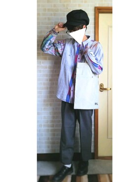 「MHL.」｜「アイテム（キャスケット）」を使った、をー。さん（メンズ・170cm）の春コーディネート