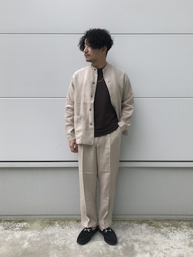 「アースカラー」｜「アイテム（カバーオール）」を使った、KYOHEI NOMOTOさん（メンズ・173cm）の春コーディネート