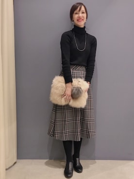 「タートルネック」｜「アイテム（クラッチバッグ）」を使った、chie_iさん（レディース・166cm）の秋コーディネート